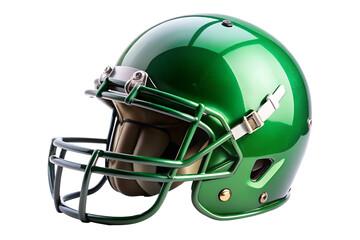 Green american football helmet isolated on transparent background, providing essential safety gear for competitive sporting events