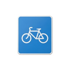 Fototapeta premium Blue bicycle lane sign isolated on white background