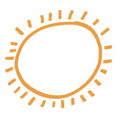 Sun png cute summer doodle clipart in orange
