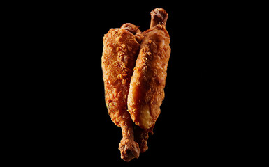 Close-Up of Fried Chicken Stick Exquisite Food Photography with Black Background.