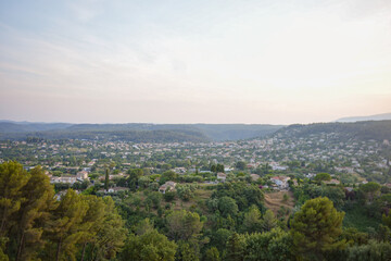 Landscape of hills and valley in Provence near Saint Paul de Vence