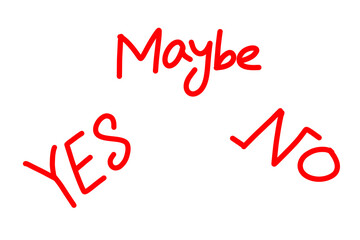 Yes no typography hand drawn illustration. Approve reject, vote, accept, answer, agree, disagree hand written doodle style scribble for highlights and emphasize isolated on transparent png