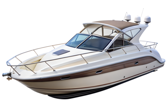 Luxury yacht isolated on transparent background, a symbol of wealth and leisure, perfect for ocean travel