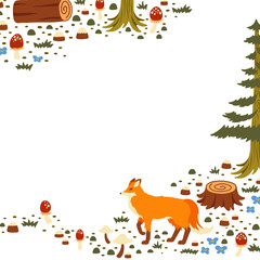 Fairytale forest png border sticker, transparent background