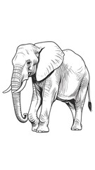 Detailed black and white elephant drawing © Fikri