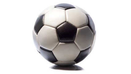 Isolated on transparent background, a classic black and white soccer ball, perfect for sports and game related projects