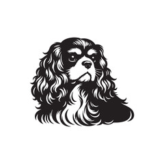 Cavalier King Charles Spaniel Vector Silhouette &ndash; Elegant Toy Breed Outline, Perfect for Dog Lovers, Pet Art, Logos, Prints, Graphic Design, Illustrations, Home Decor, and Creative Projects
