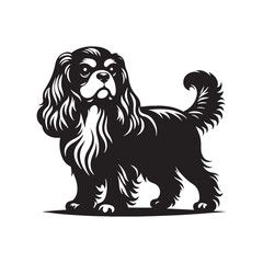 Cavalier King Charles Spaniel Vector Silhouette – Elegant Toy Breed Outline, Perfect for Dog Lovers, Pet Art, Logos, Prints, Graphic Design, Illustrations, Home Decor, and Creative Projects
