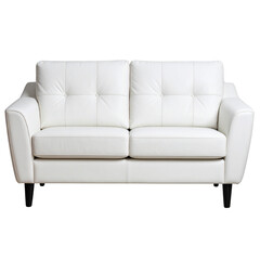 Fototapeta premium Comfortable white leather sofa isolated on transparent background, ideal for interior design projects