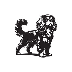 Cavalier King Charles Spaniel Vector Silhouette &ndash; Elegant Toy Breed Outline, Perfect for Dog Lovers, Pet Art, Logos, Prints, Graphic Design, Illustrations, Home Decor, and Creative Projects

