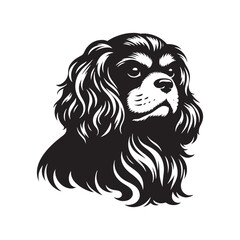 Cavalier King Charles Spaniel Vector Silhouette &ndash; Elegant Toy Breed Outline, Perfect for Dog Lovers, Pet Art, Logos, Prints, Graphic Design, Illustrations, Home Decor, and Creative Projects
