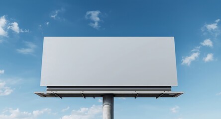 Obraz premium Blank Billboard Against a Blue Sky. Outdoor Advertising and Promotional Space.