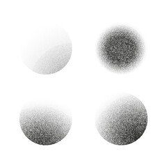 Abstract grainy circle made with gradient dotwork texture. Vector halftone sphere design element suitable for minimalistic backgrounds, modern patterns, or creative layouts