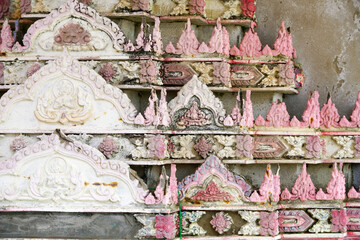 Intricate Decorative Patterns on Ancient Temple Wall Structure