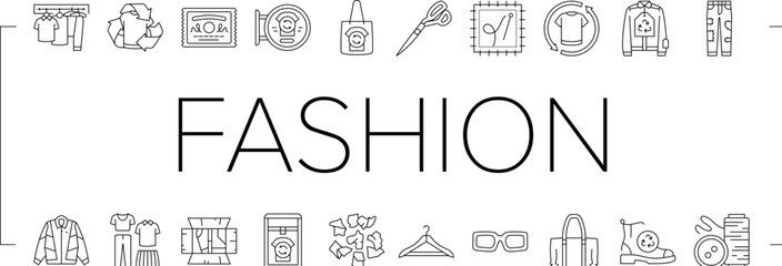 thrift driven fashion sustainable icons set vector