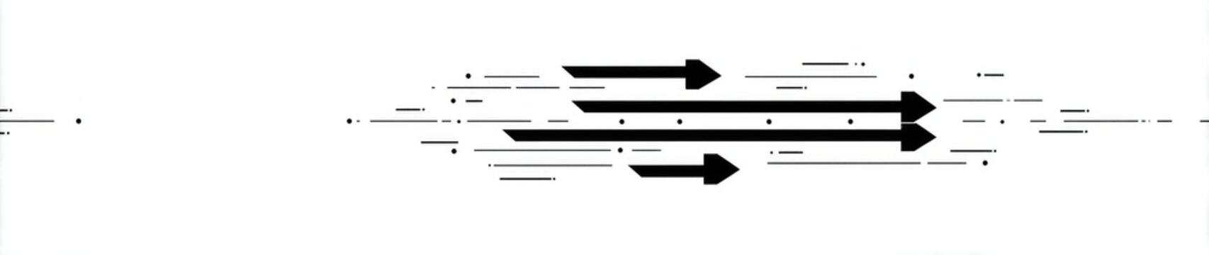 Multiple black arrows, flowing, with blurred background