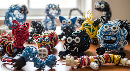 Fototapeta premium Wire cat sculptures