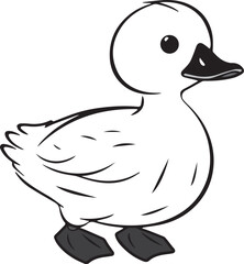 Cute cartoon drawing of a fluffy baby duckling walking