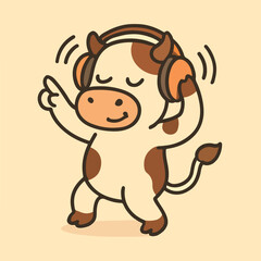 cow dancing with headphone