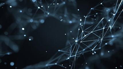Abstract digital plexus technology background with glowing low polygon lines and connecting dots, futuristic network data visualization, high tech communication, blockchain and artificial intelligence
