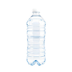Fototapeta premium Clear plastic bottle filled with refreshing, pure water on a white background
