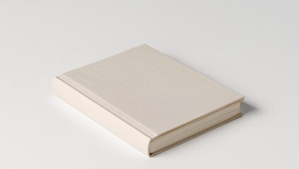 Fototapeta premium Elegant, Plain Book with OffWhite Cover on White Surface for Mockup Designs