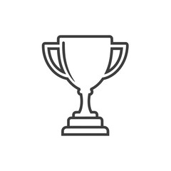 A simple line drawing of a trophy on a white background.