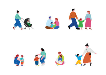 親子のイラストセット