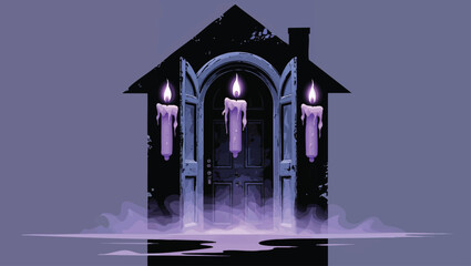 Mystical Floating Candles: Magical Ritual with a Spooky Doorway