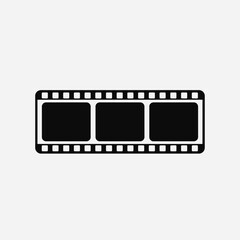 Fototapeta premium Film strip with three blank frames on a light background.