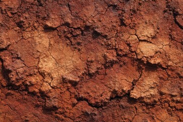 Fototapeta premium Close-up view of cracked, reddish-brown earth