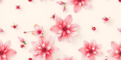 Fototapeta premium Subtle watercolor blooms on a soft, pastel background, seamless repeat, organic, subtle