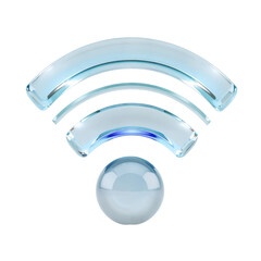 Glossy transparent Wi-Fi icon illustration with blue details  