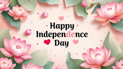 A vibrant and elegant floral illustration celebrating national unity and freedom, perfect for holiday greetings and patriotic commemorations.