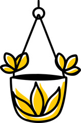 Hanging flower pot illustration on a clean white background