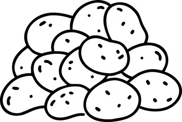 A realistic pile of freshly harvested potatoes on a white background