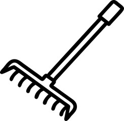 Garden rake lying flat on a clean white background