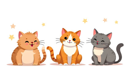Fototapeta premium Cartoon cats on white background