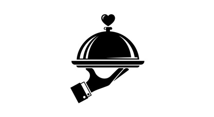 Fototapeta premium Vector art of hand serving a covered dish with a heart on top