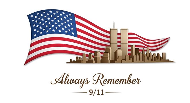 Patriot Day Illustration Remembering 9/11 - A Nation's Tribute