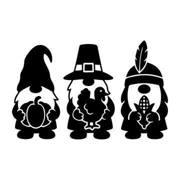 3 thanksgiving gnome with turkey croon pumpkin sall svg design 