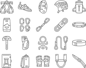 rock climbing bouldering icons set vector