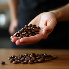 coffee beans in hand