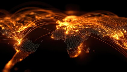 Global network of glowing connections