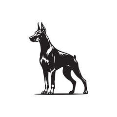 Doberman Pinscher Vector Silhouette – Strong and Elegant Guard Dog Outline, Perfect for Pet Lovers, Logos, Prints, Graphic Design, Illustrations, Home Decor, Stencils, Icons, and Creative Projects

