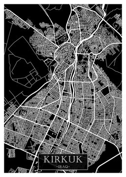 Kirkuk Iraq City Street Map. downtown printable Landmarks, print city painting, travel art, city banner, modern city, urban city art, background abstract city
