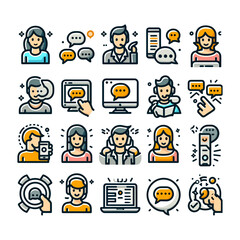set of chatting flat icons