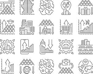 population growth icons set vector