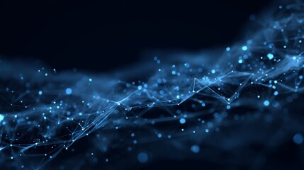 Abstract blue technology background with glowing network connections, digital data flow visualization, futuristic internet security concept and high-tech information exchange illustration