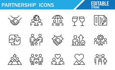 Collection of Business Partnership Symbols Including Teamwork and Cooperation